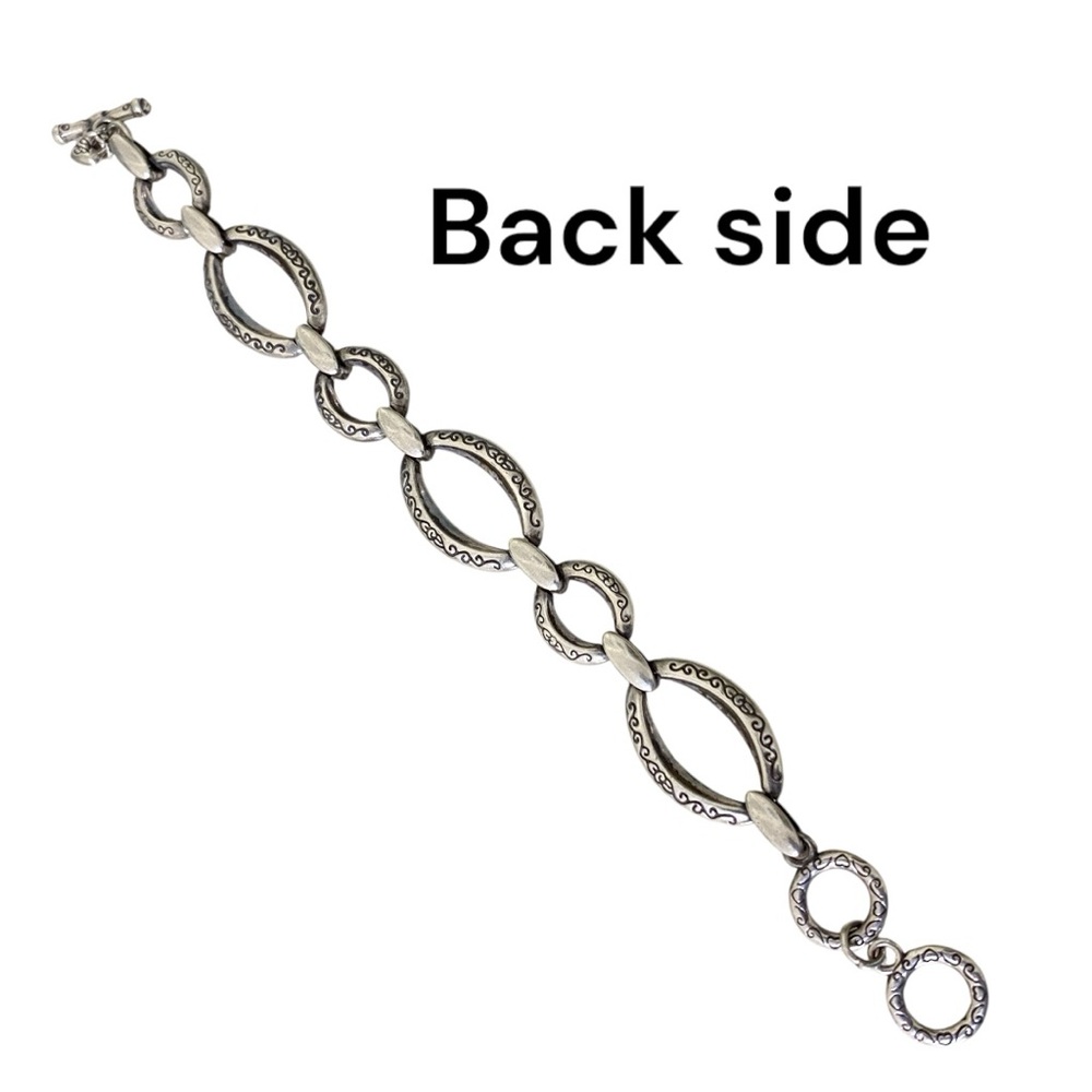 Brighton Silver Etched Toggle Adjustable Bracelet… - image 5